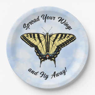 Yellow Swallowtail Butterfly Blue Sky Personalized Paper Plates