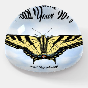Yellow Swallowtail Butterfly Blue Sky Personalized Paperweight