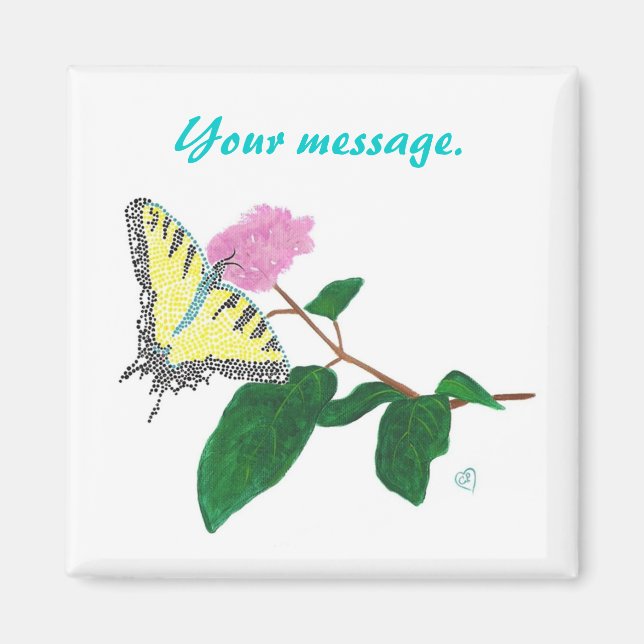 Yellow Swallowtail Butterfly Flower Custom Magnets (Front)