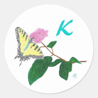 Yellow Swallowtail Butterfly Flower Monogram Seals