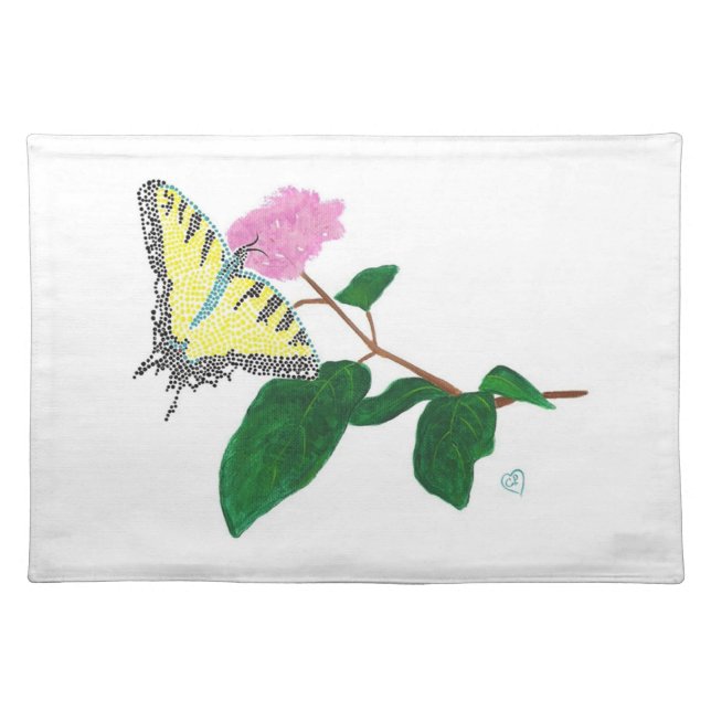 Yellow Swallowtail Butterfly Flower Placemats (Front)