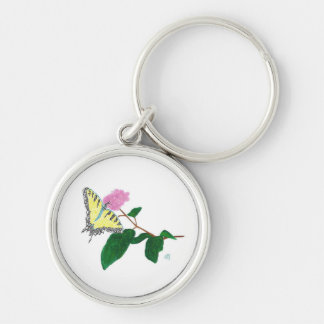 Yellow Swallowtail Butterfly in Pointillism Keychain