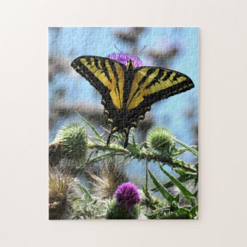Yellow Swallowtail Butterfly Jigsaw Puzzle by hawkysmom at Zazzle