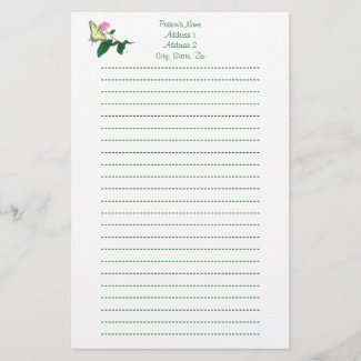 Yellow Swallowtail Butterfly Lined Stationery