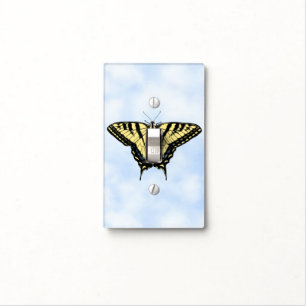 Yellow Swallowtail Butterfly on Blue Sky Light Switch Cover