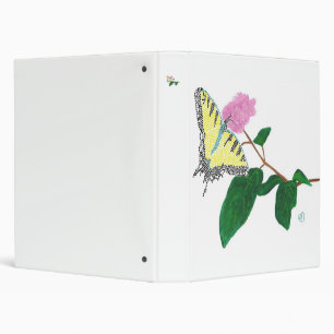 Yellow Swallowtail Butterfly on Pink Flower Binder
