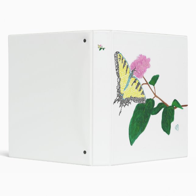 Yellow Swallowtail Butterfly on Pink Flower Binder (Background)