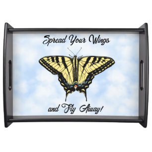 Yellow Swallowtail Butterfly Personalized Serving Tray