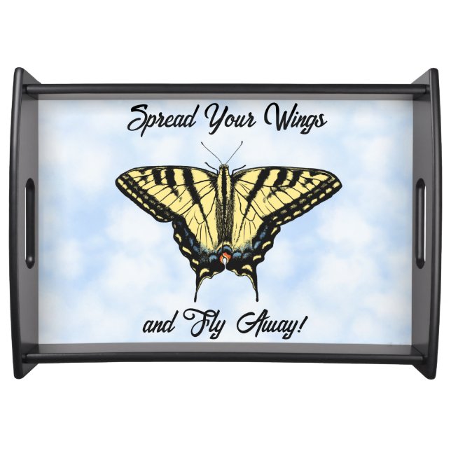 Yellow Swallowtail Butterfly Personalized Serving Tray (Front)