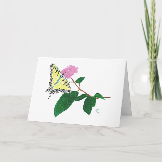 Yellow Swallowtail Butterfly Pointillism Cards (Front)