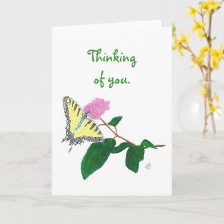 Yellow Swallowtail Butterfly Thinking of You Cards