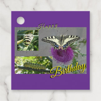 Yellow Swallowtail Collage Birthday Gift Tag