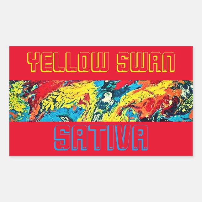 YELLOW SWAN SATIVA RECTANGULAR STICKER (Front)
