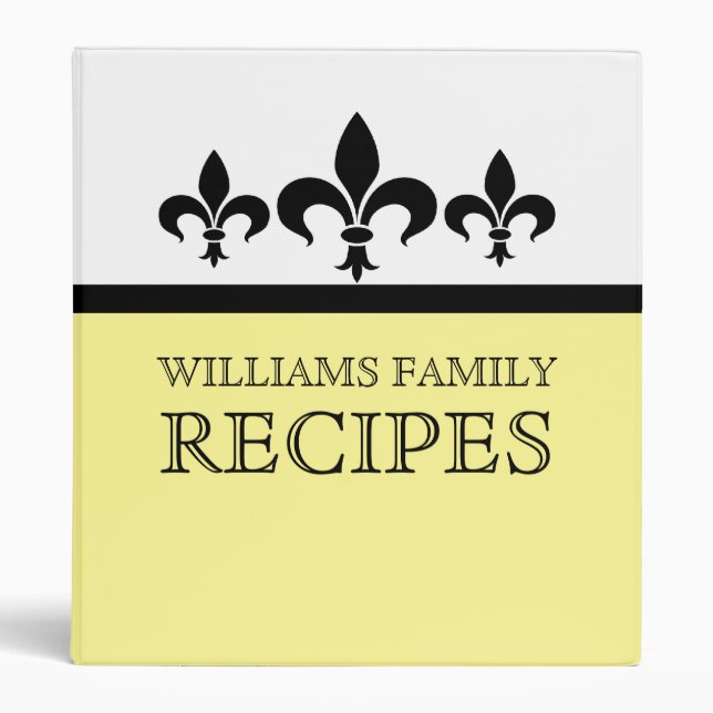 Yellow Swanky Fleur De Lis (1 inch) Binder (Front)