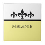 Yellow Swanky Fleur De Lis Tile at Zazzle