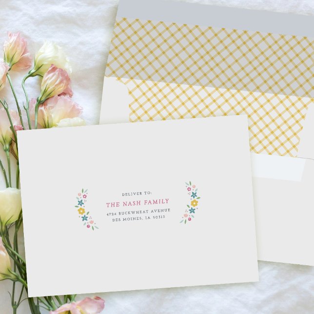 Yellow Sweet Floral Birth Announcement Envelope (Creator Uploaded)