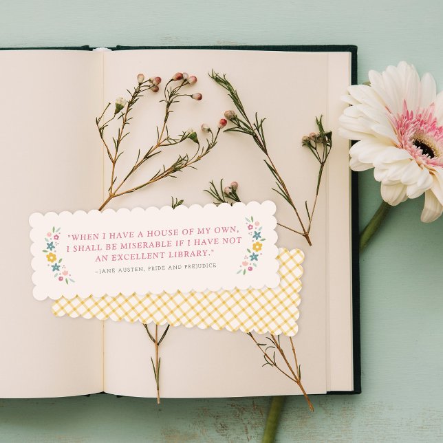 Yellow Sweet Floral Jane Austen Quote Bookmark (Creator Uploaded)