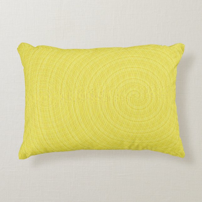 🍭 Yellow Swirls Cotton Accent Pillow 16" x 12" (Front)