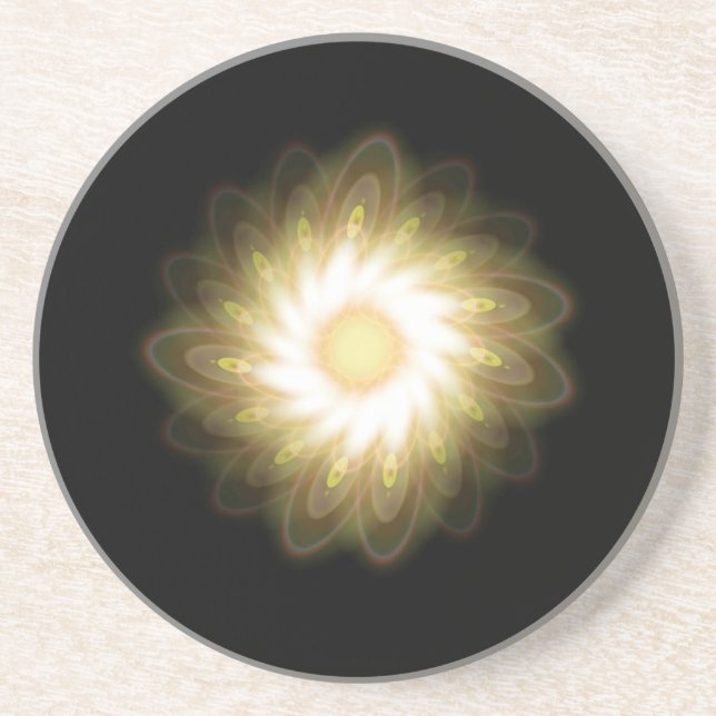 Yellow Swirls on Black Coaster (Front)