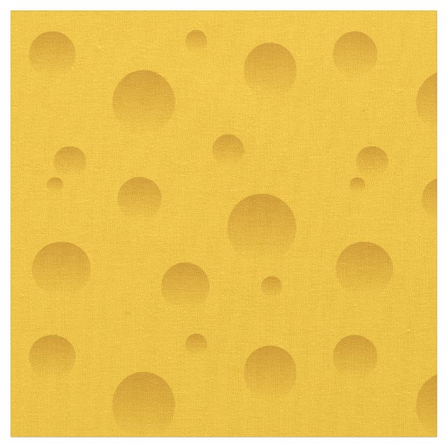 Yellow Swiss cheese slice with holes funny pattern Fabric (Close Up)