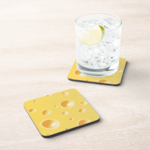 Yellow Swiss Cheese Texture Beverage Coaster