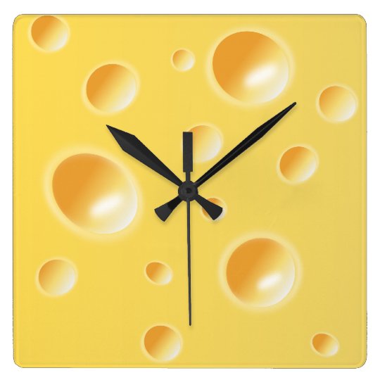 Yellow Swiss Cheese Texture Unique Kitchen Clock Zazzle Com