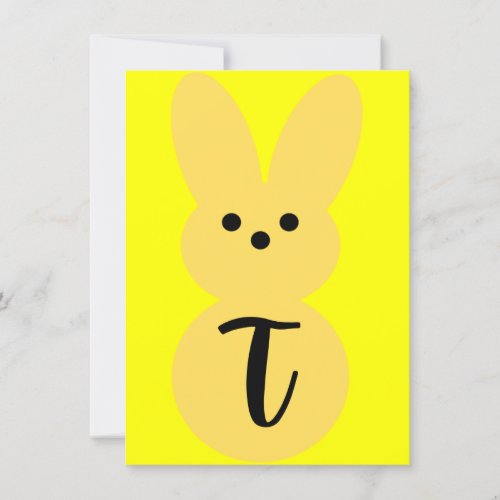 Yellow T Bunny Shape Easter Bunting Banner Card