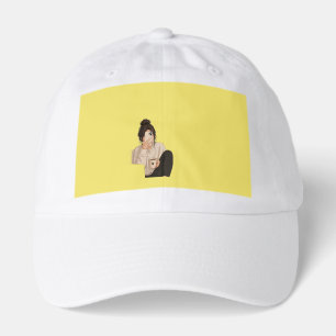 Yellow t- shirt with prints on it hat