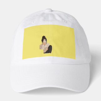 Yellow t- shirt with prints on it hat