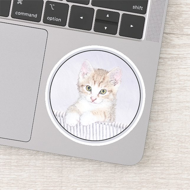 Yellow Tabby Cat Painting - Cute Original Cat Art Sticker (Detail)