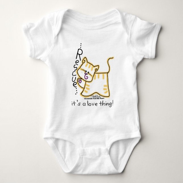 Yellow Tabby Rescue...it's a love thing! Baby Bodysuit (Front)