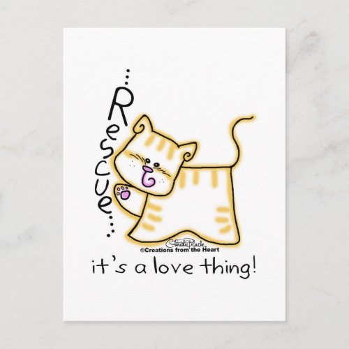 Yellow Tabby Rescueits a love thing Postcard
