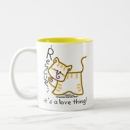 Yellow Tabby Rescueits a love thing Two_Tone Coffee Mug