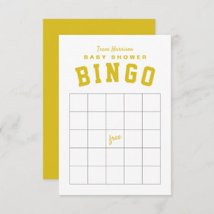 Yellow tailgate theme baby shower BINGO card