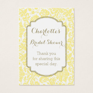 Yellow Tan Damask Bridal Shower Favor Tags