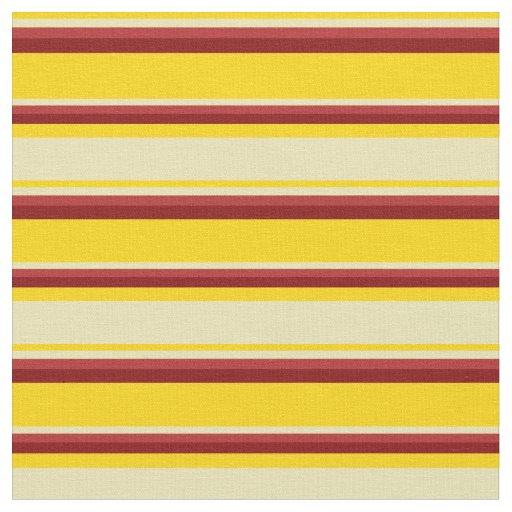 Yellow, Tan, Red & Maroon Colored Stripes Fabric