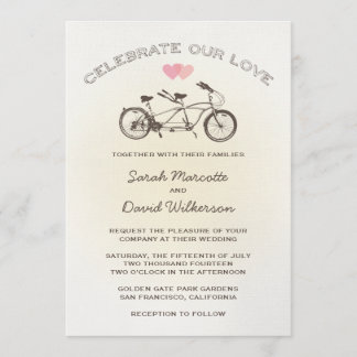 Yellow Tandem Bicycle Wedding Invitation