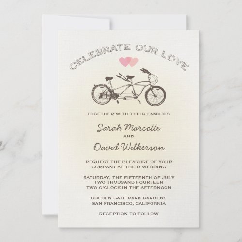 Yellow Tandem Bicycle Wedding Invitation