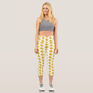 Yellow tang fish cartoon illustration  capri leggings