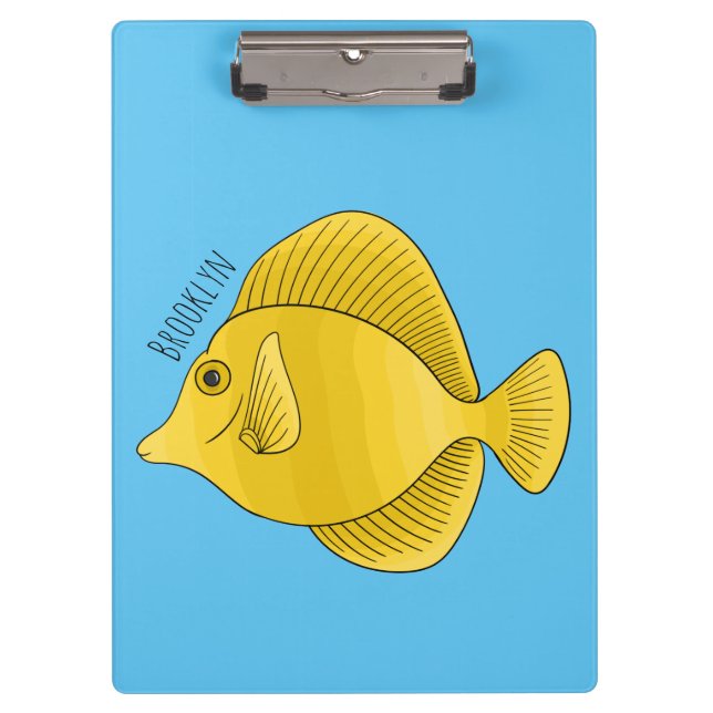 Yellow tang fish cartoon illustration  clipboard (Front)