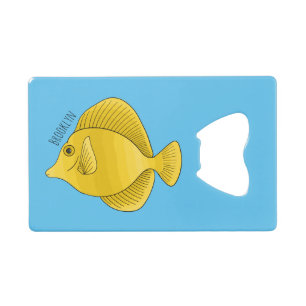 Yellow tang fish cartoon illustration  credit card bottle opener