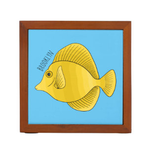 Yellow tang fish cartoon illustration desk organizer