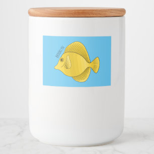Yellow tang fish cartoon illustration food label