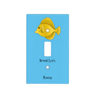 Yellow tang fish cartoon illustration  light switch cover