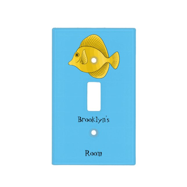 Yellow tang fish cartoon illustration  light switch cover (Front)