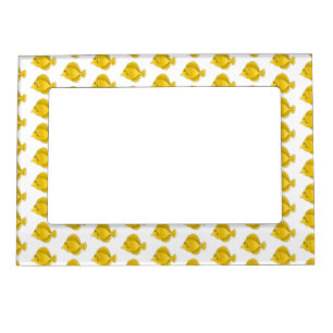 Yellow tang fish cartoon illustration magnetic frame