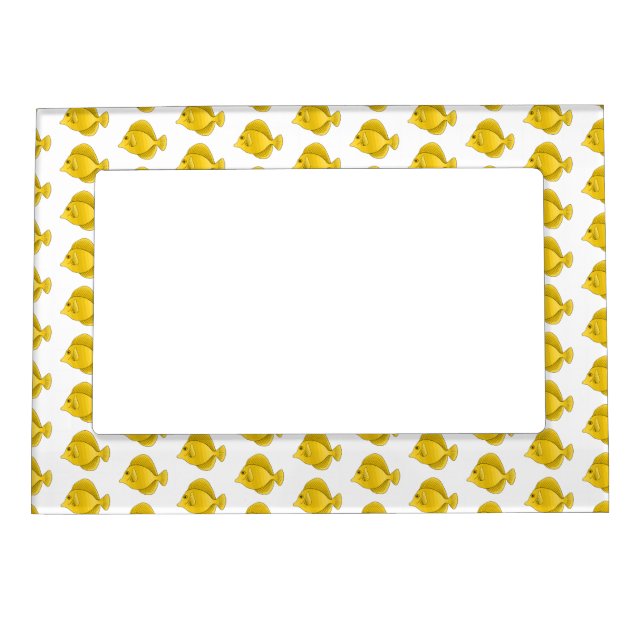 Yellow tang fish cartoon illustration magnetic frame (Front)