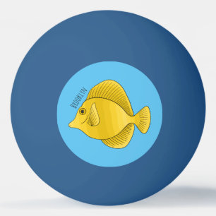 Yellow tang fish cartoon illustration ping pong ball