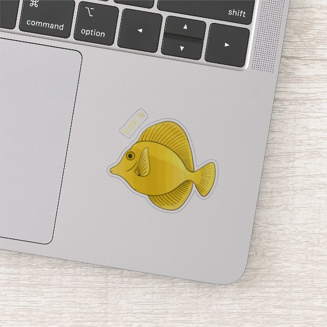 Yellow tang fish cartoon illustration  sticker (Detail)