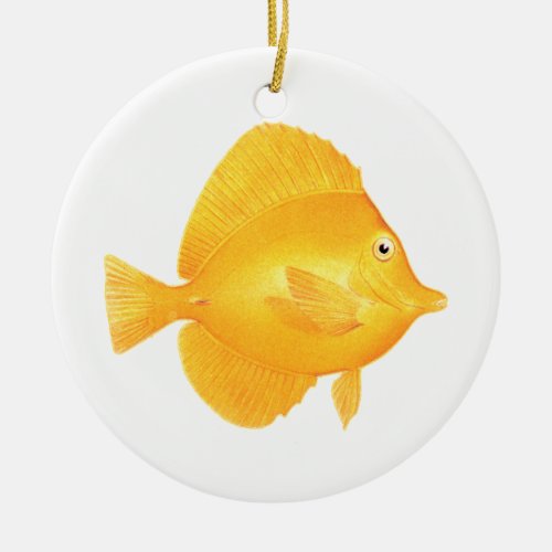 Yellow Tang Fish Ceramic Ornament